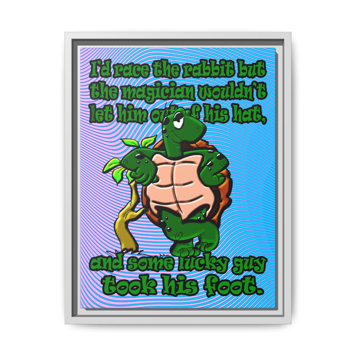 turtle race - framed canvas art (light blue-purple wave)