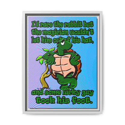 turtle race - framed canvas art (light blue-purple wave)