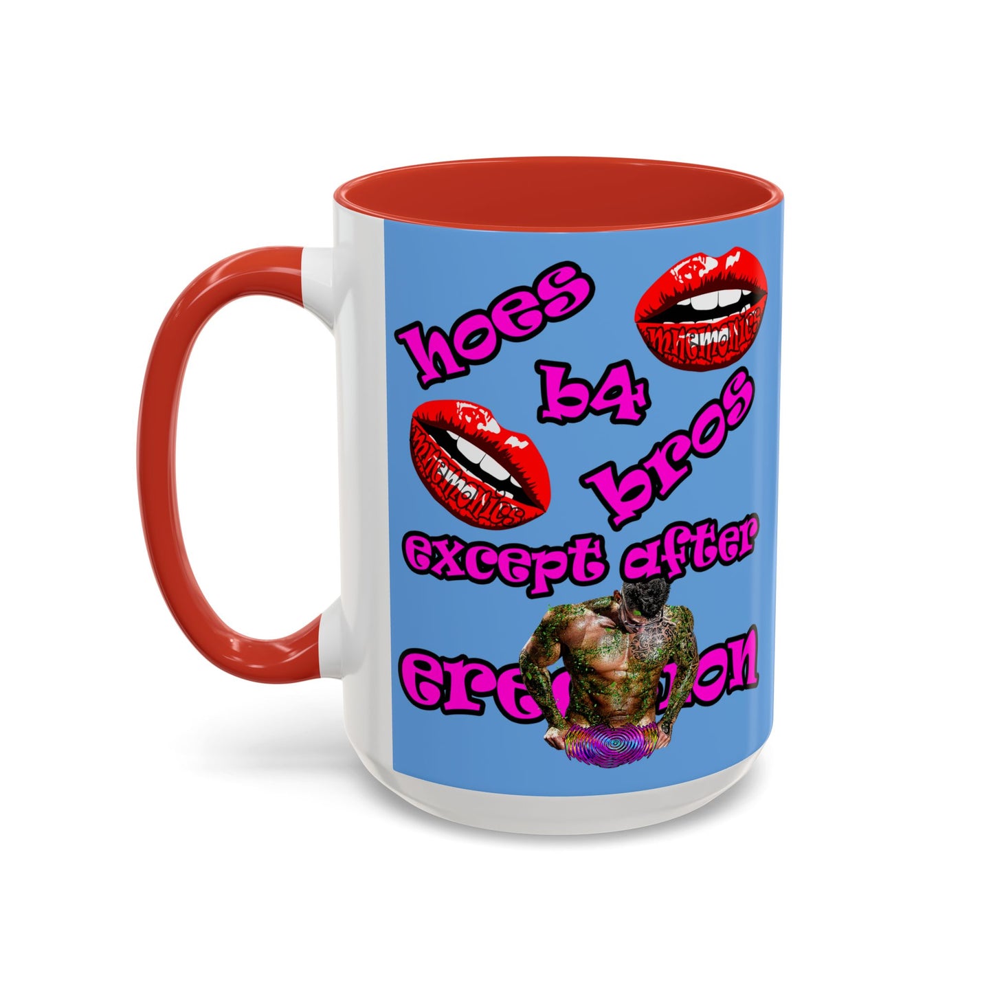 hoes b4 bros - Accent Mug (light blue)