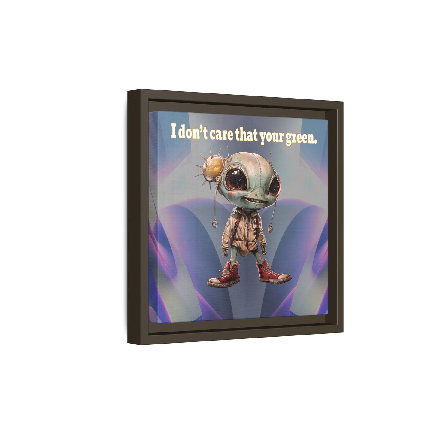 I don't care that your green - framed canvas art (grey-pink wave)