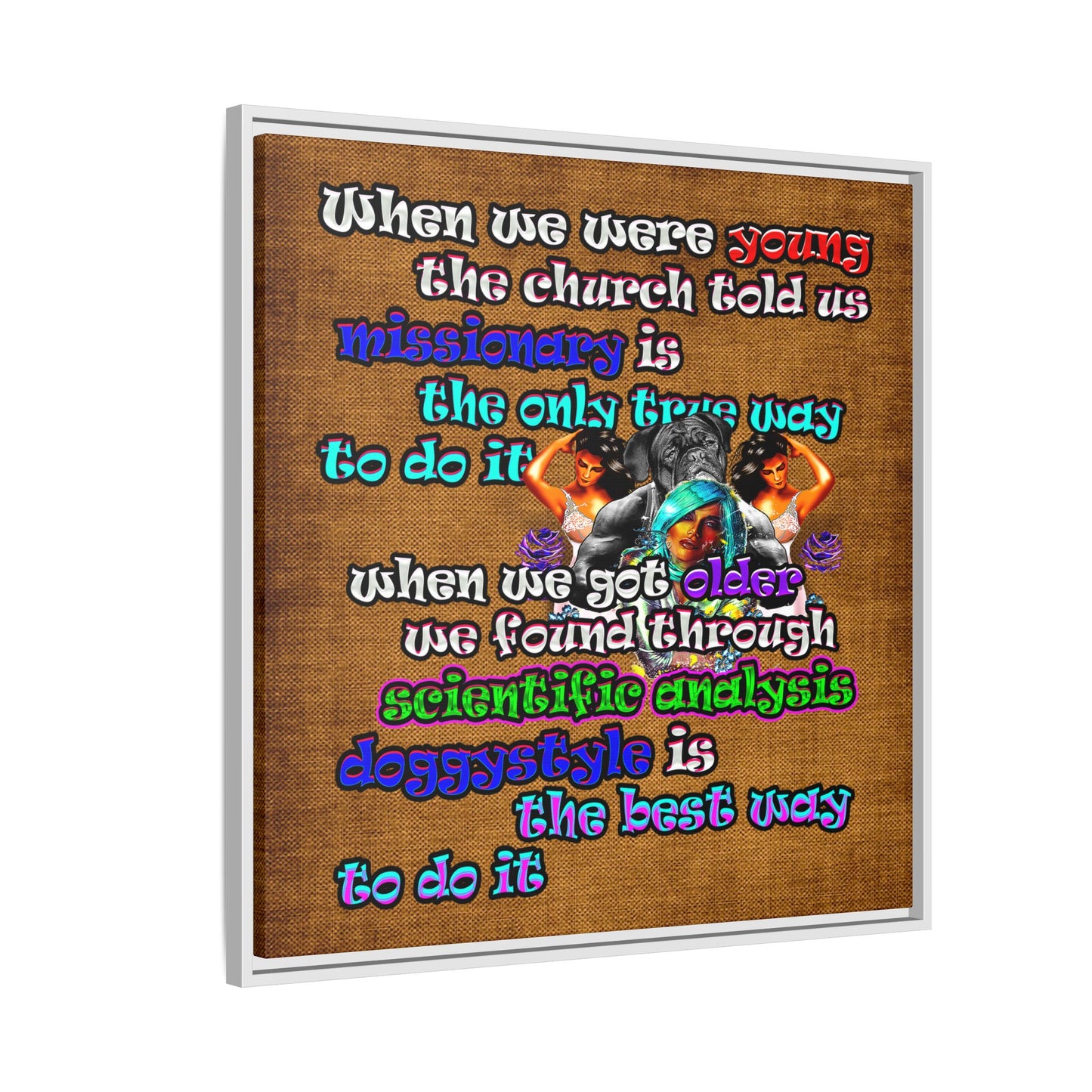 doggystyle - framed canvas art (brown papyrus)