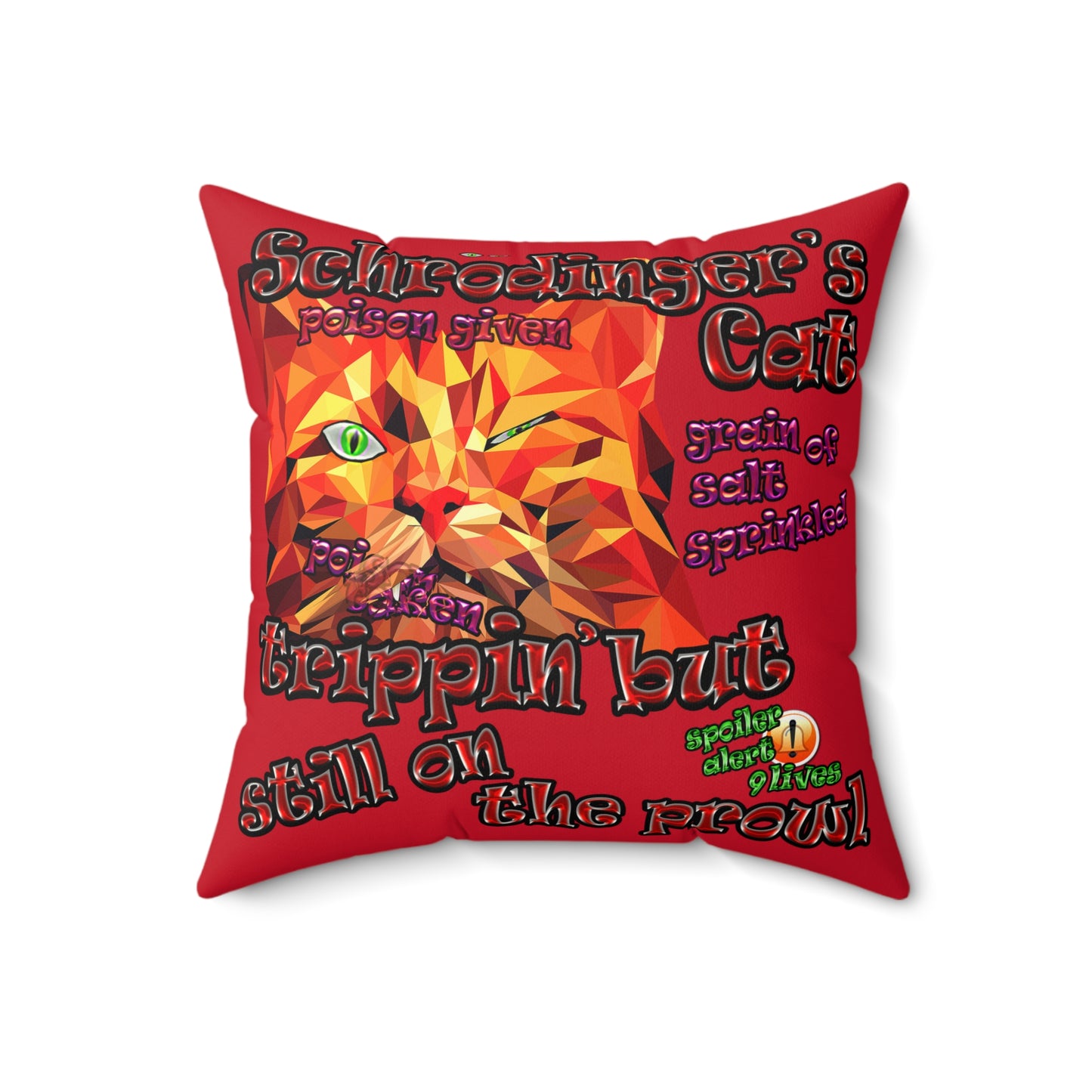 schrodinger's cat - Faux Suede Square Pillow - (dark red)