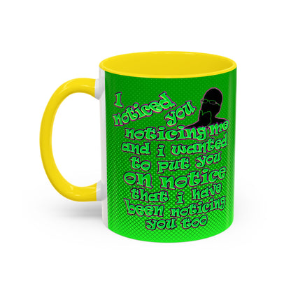 noticed you noticing - Accent Mug (logo green)