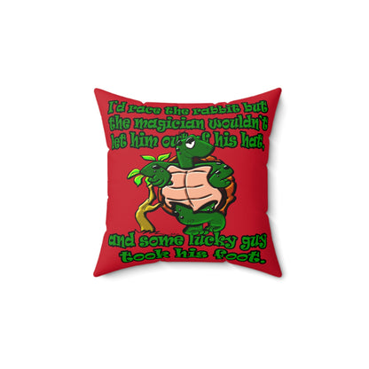 turtle race - Faux Suede Square Pillow - (dark red)