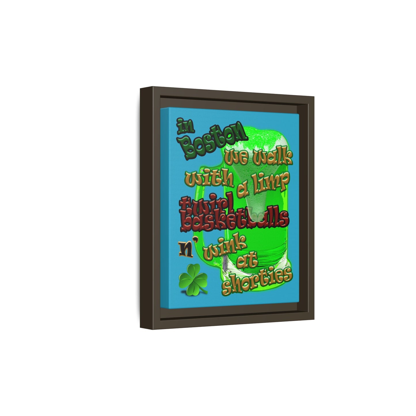 celtics logo - framed canvas art (turquoise)