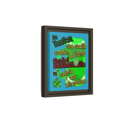 celtics logo - framed canvas art (turquoise)