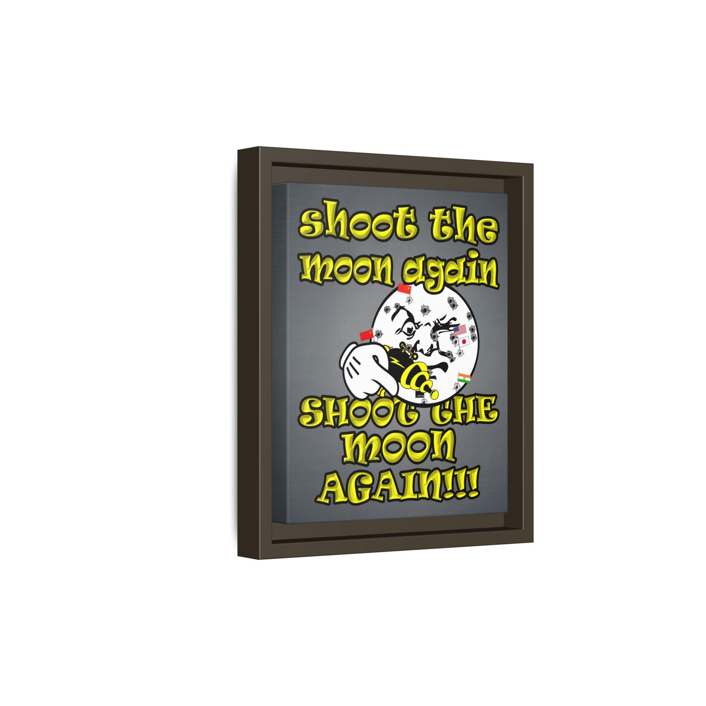 shoot the moon again - framed canvas art (grey-light grey)