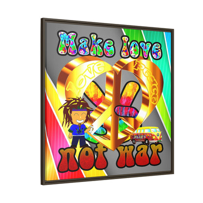 love peace - framed canvas art (rainbow split)