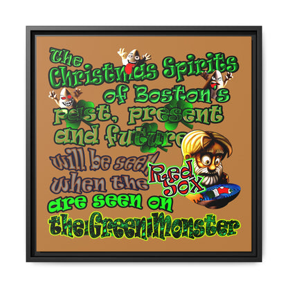 christmas spirits of boston - framed canvas art (light brown)