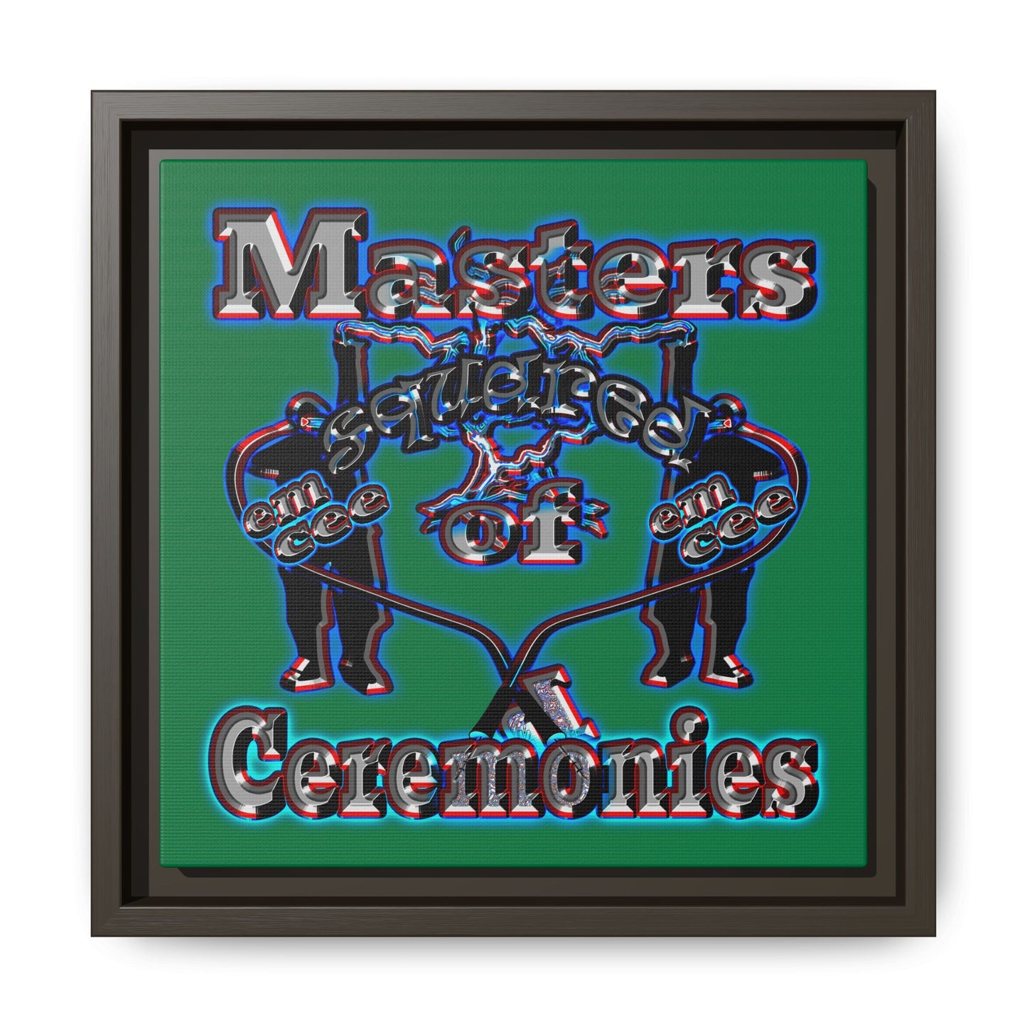 em cee squared - framed canvas art (dark green)