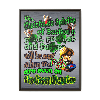 christmas spirits of boston - framed canvas art (brushed nickel)