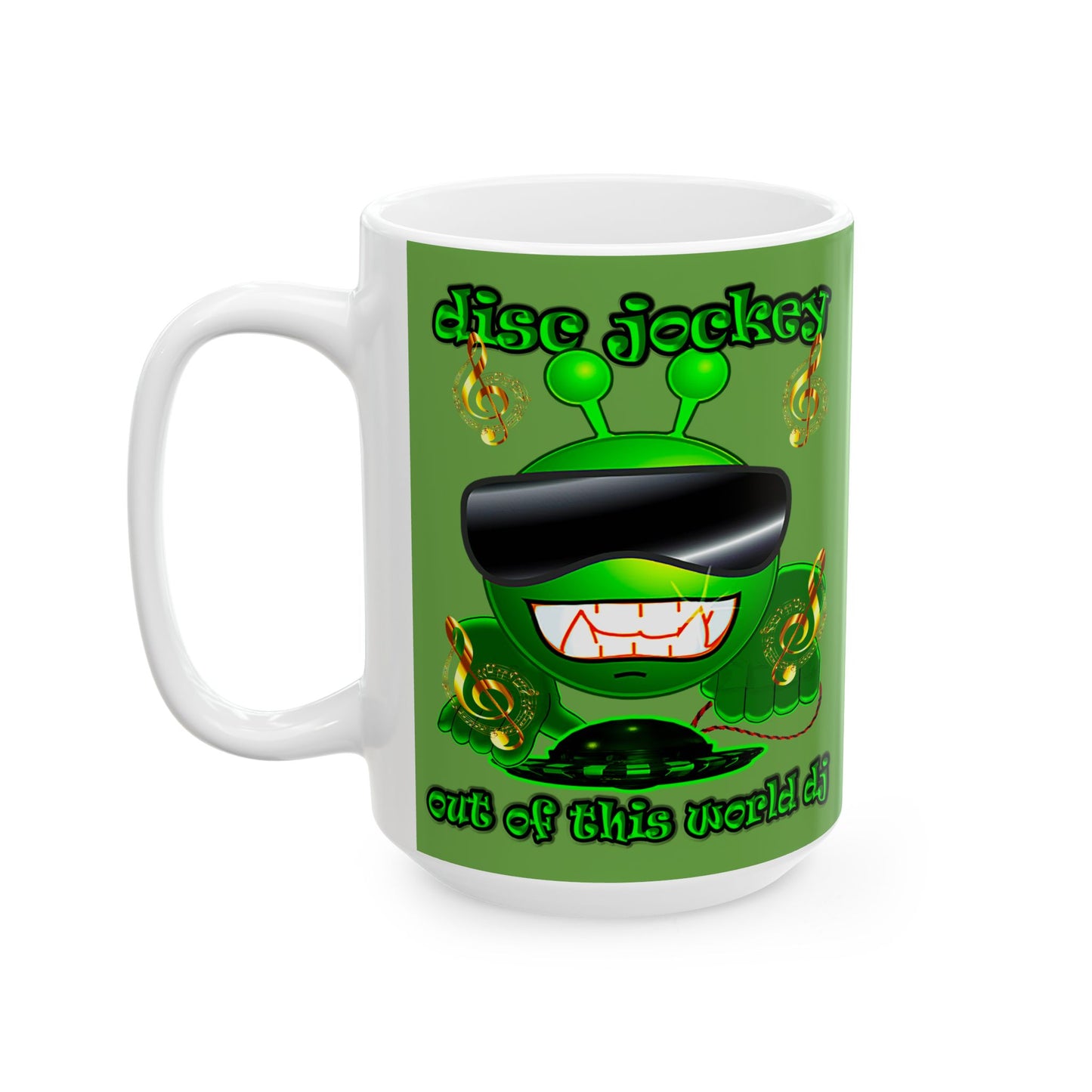disc jockey - White Mug (green)