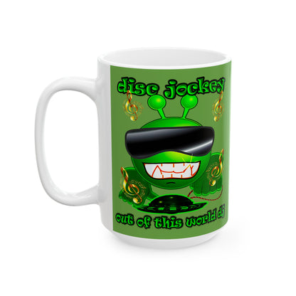 disc jockey - White Mug (green)
