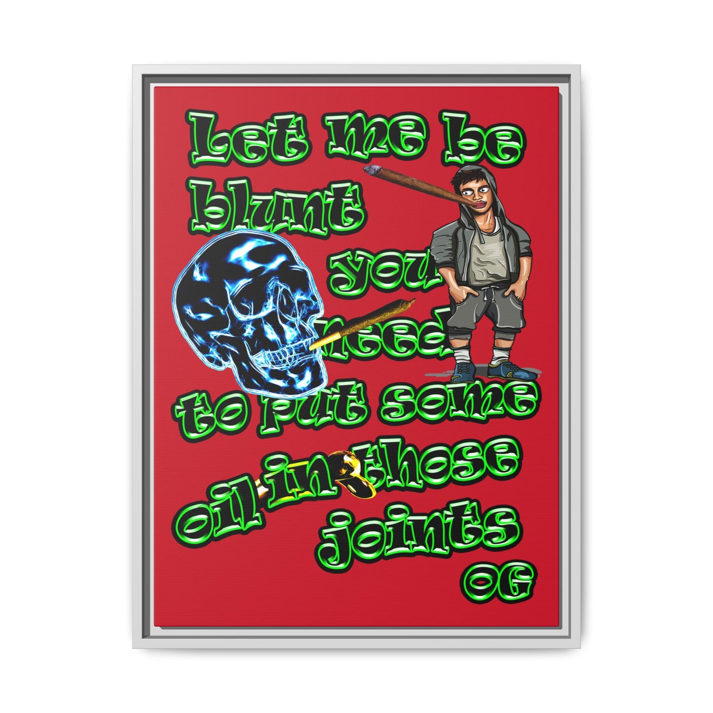 og - framed canvas art (dark red)