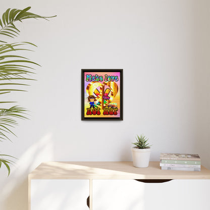 love peace - framed canvas art (color blur)