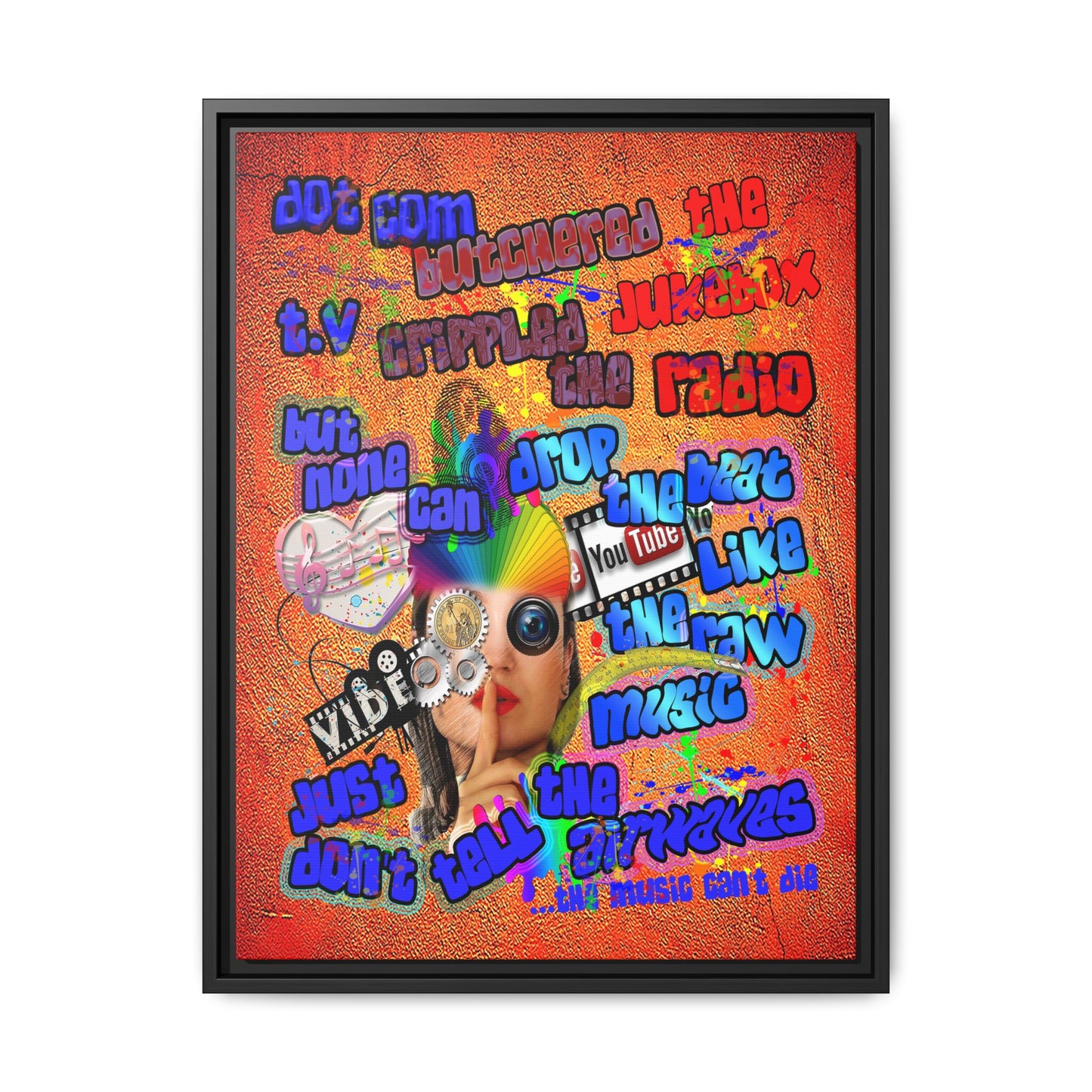 drop the beat - framed canvas art (burnt orange)
