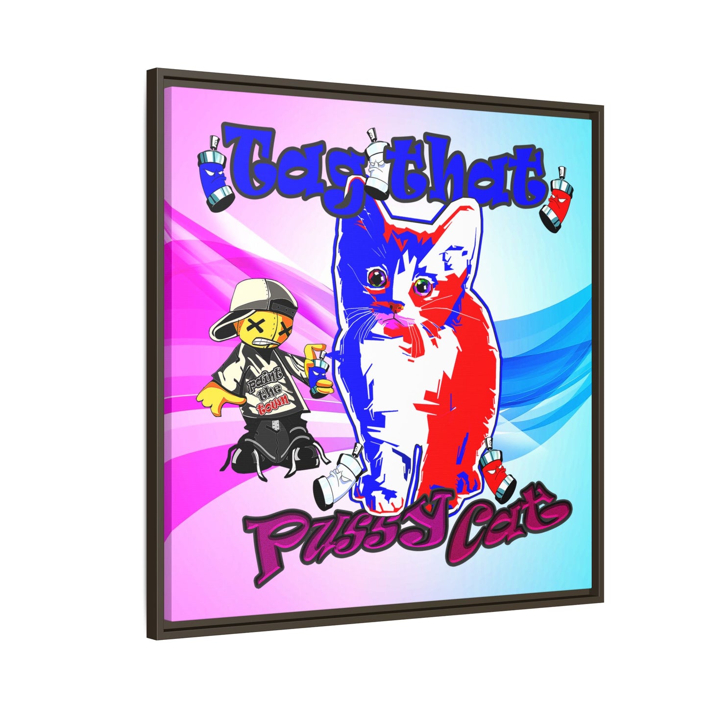 tag that - framed canvas art (light blue-pink wave)