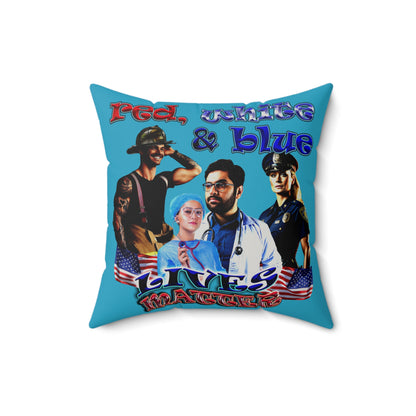 rw&b lives matter - Faux Suede Square Pillow - (turquoise)