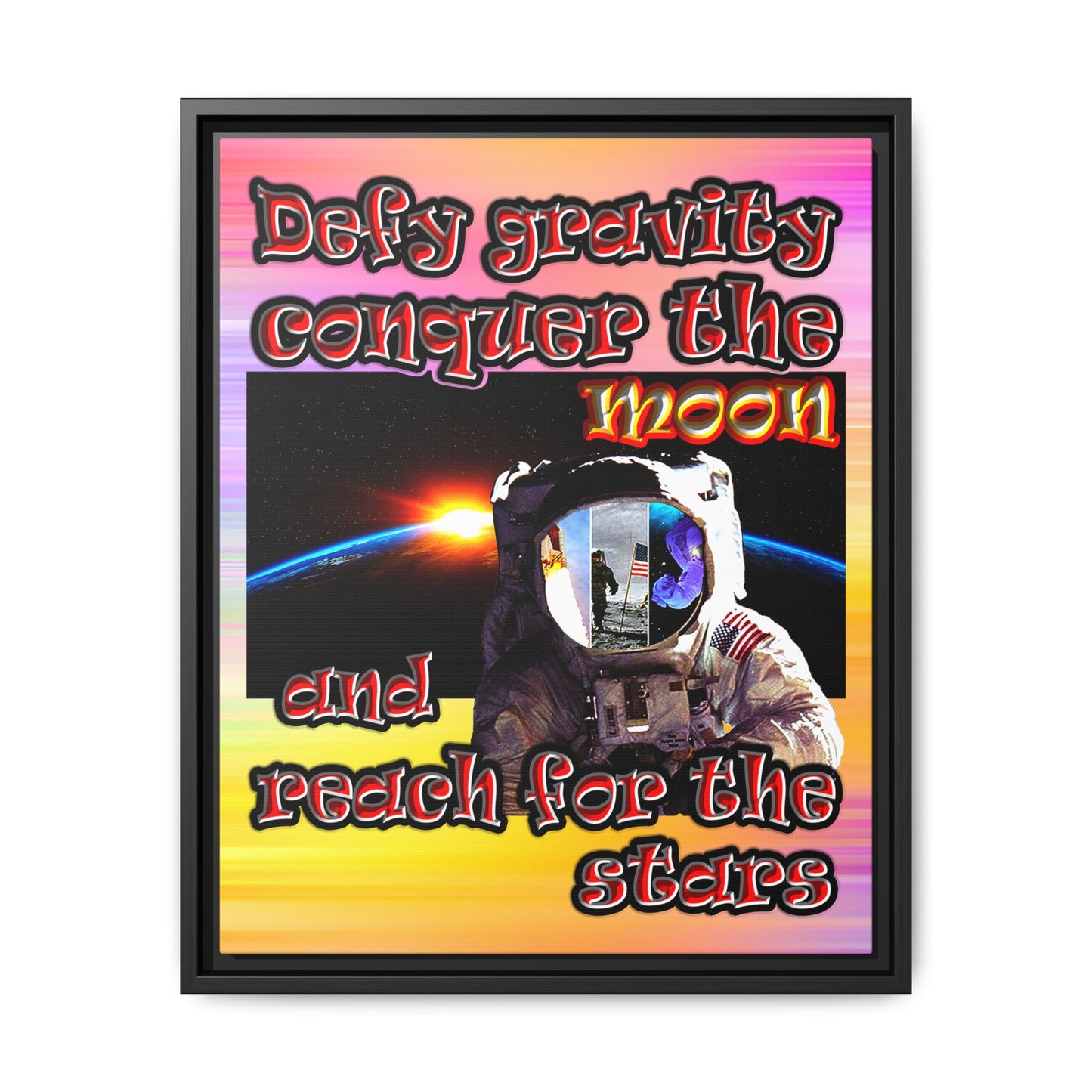 defy conquer reach - framed canvas art (color blur)