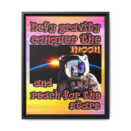 defy conquer reach - framed canvas art (color blur)