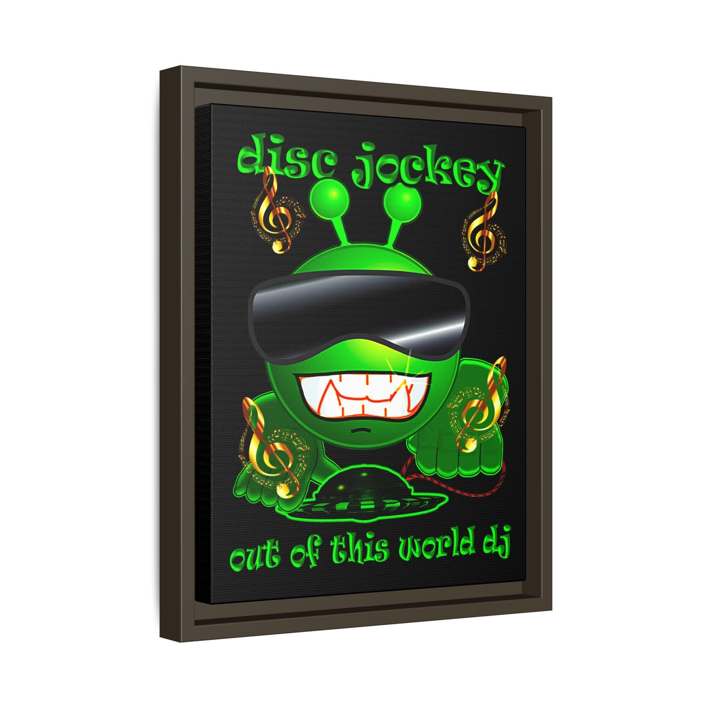 disc jockey - framed canvas art (black)