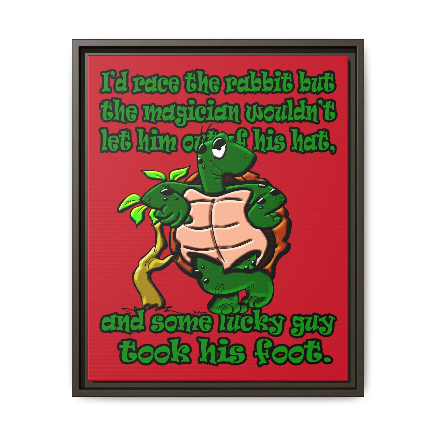 turtle race - framed canvas art (dark red)