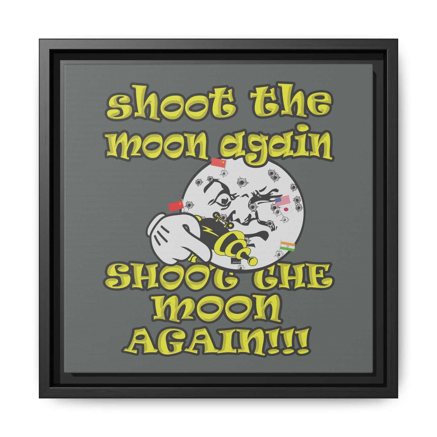 shoot the moon again - framed canvas art (dark grey)