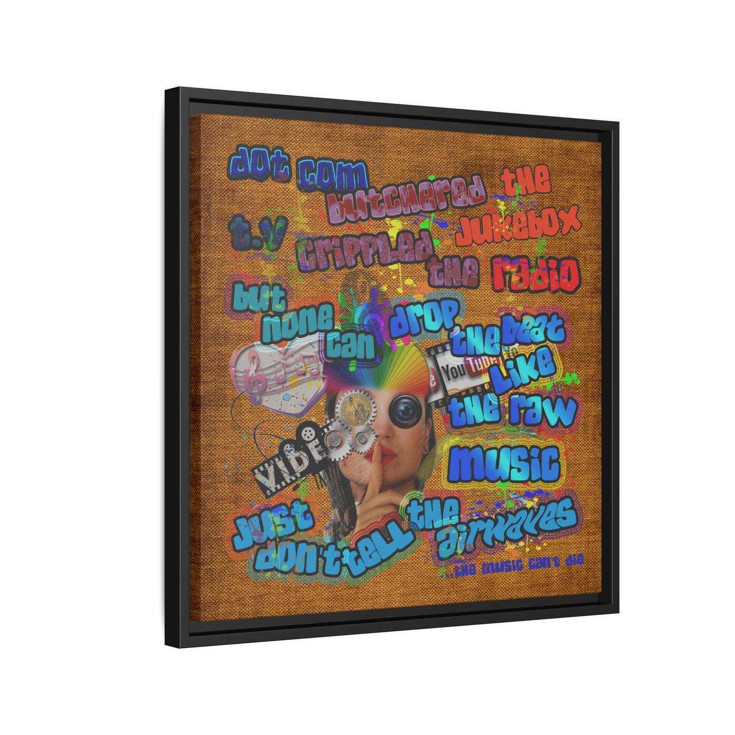 drop the beat - framed canvas art (brown papyrus)
