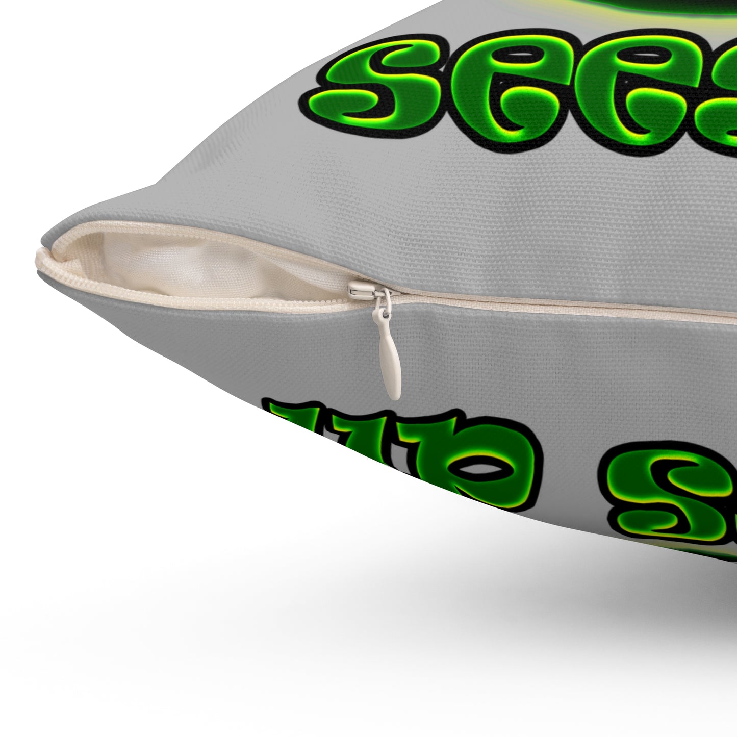 green monster - Spun Polyester Square Pillow - (light grey)