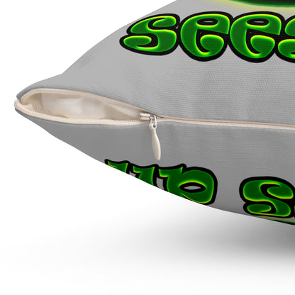 green monster - Spun Polyester Square Pillow - (light grey)