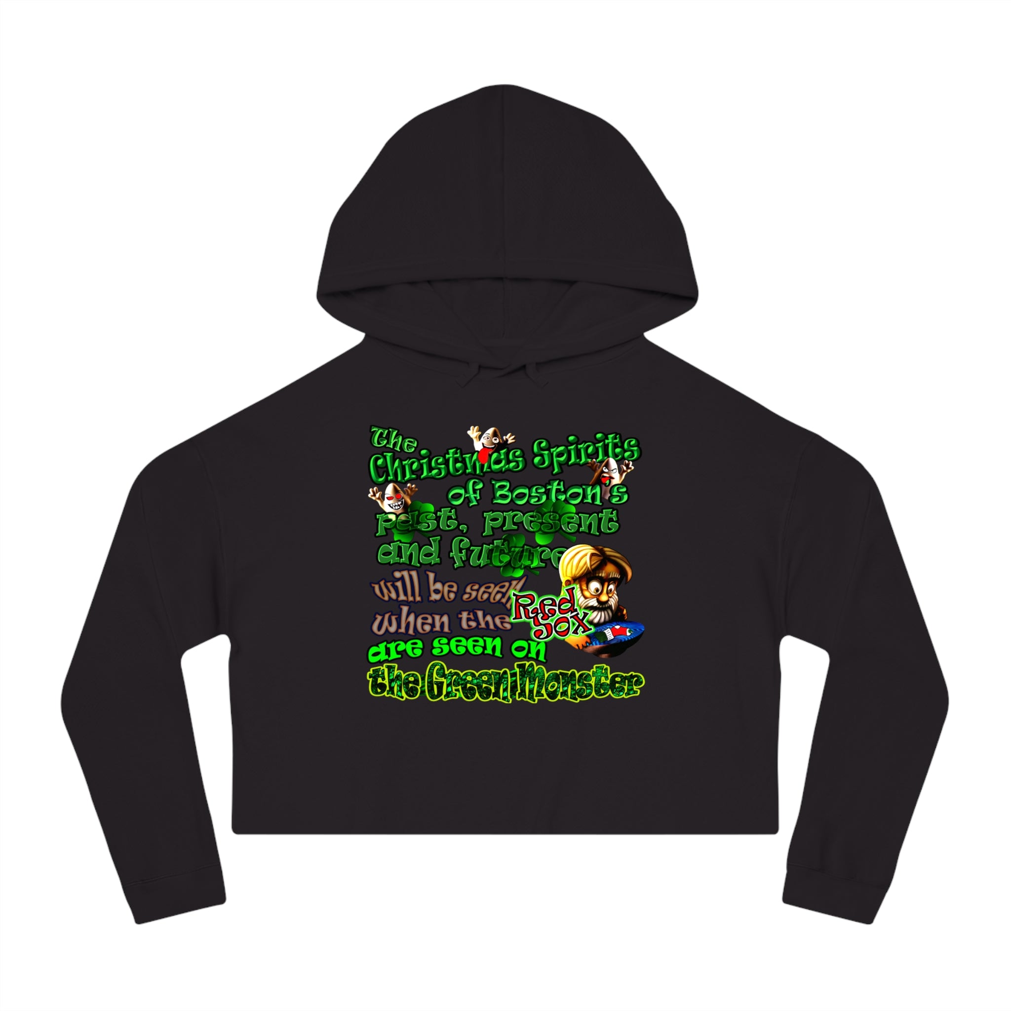 christmas spirits of boston - Women’s Cropped Hooded Sweatshirt