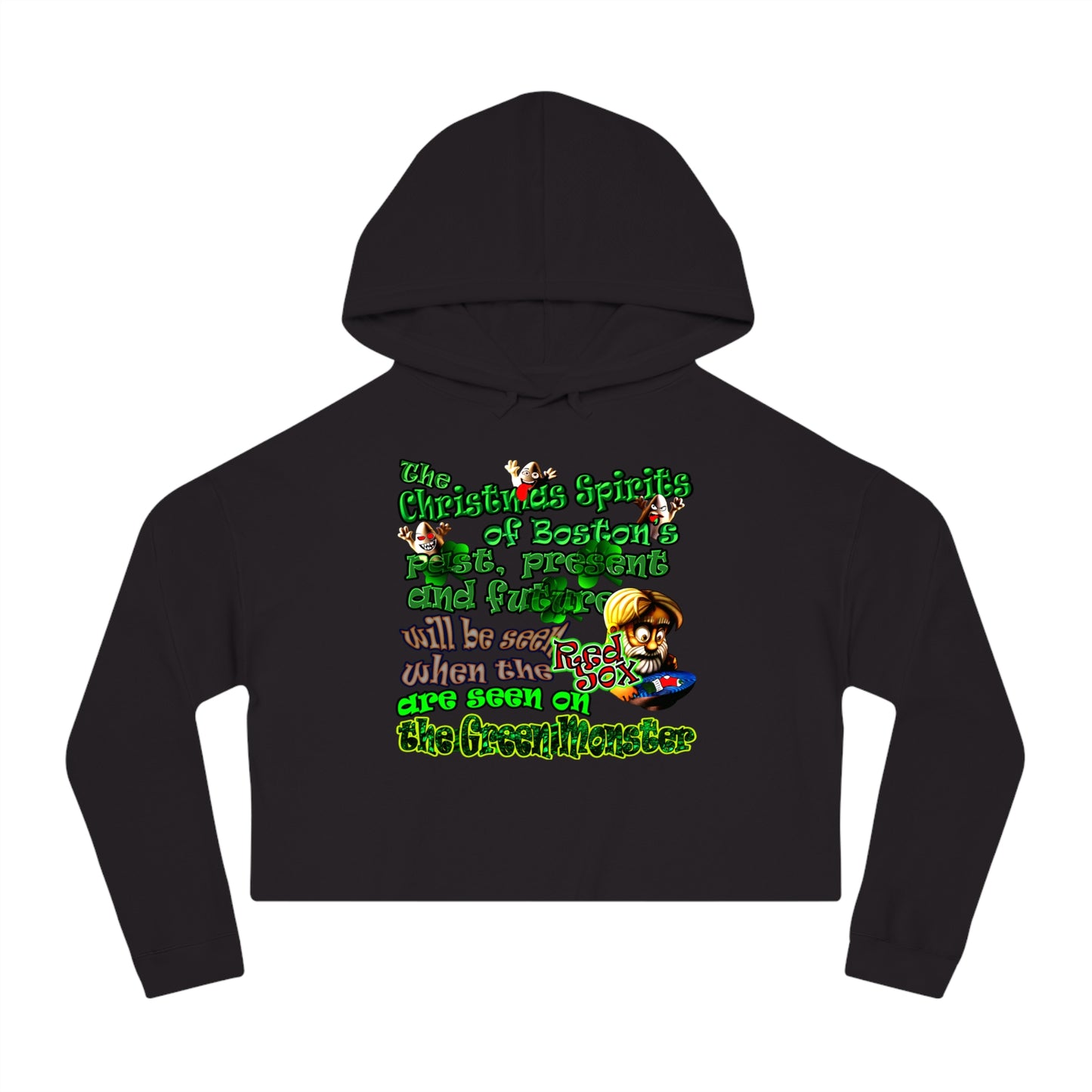 christmas spirits of boston - Women’s Cropped Hooded Sweatshirt