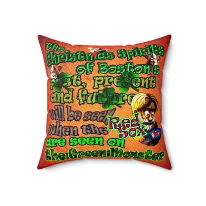 christmas spirits of boston - Spun Polyester Square Pillow - (burnt orange)