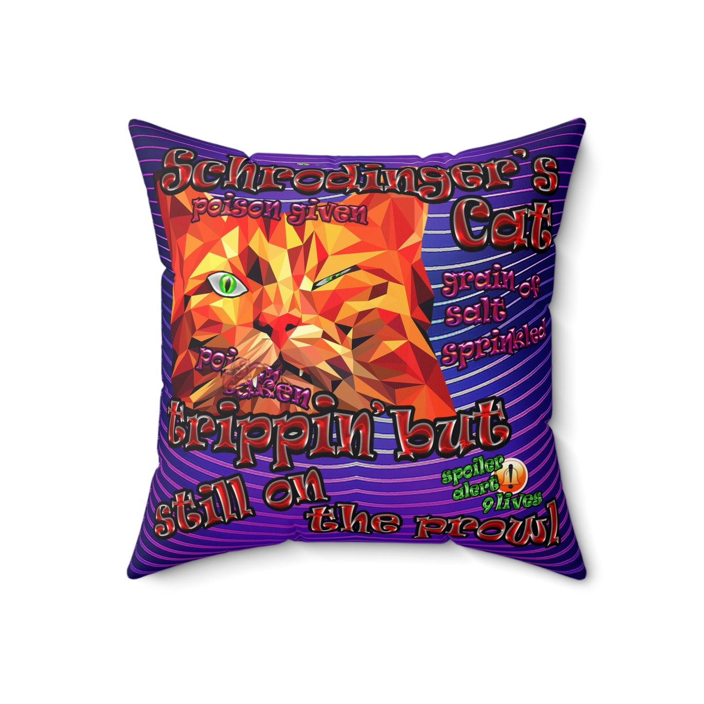 schrodinger's cat - Spun Polyester Square Pillow - (purple wave)