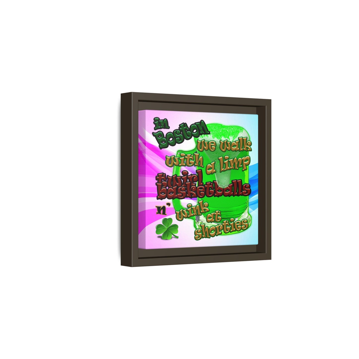 celtics logo - framed canvas art (light blue-pink wave)
