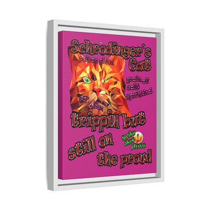 schrodinger's cat - framed canvas art (pink)