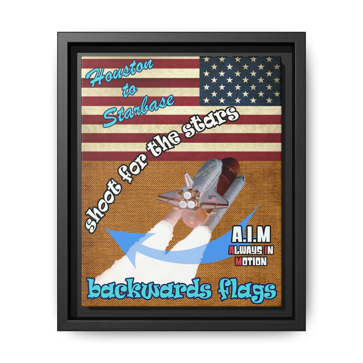 shoot for the stars - framed canvas art (brown papyrus)