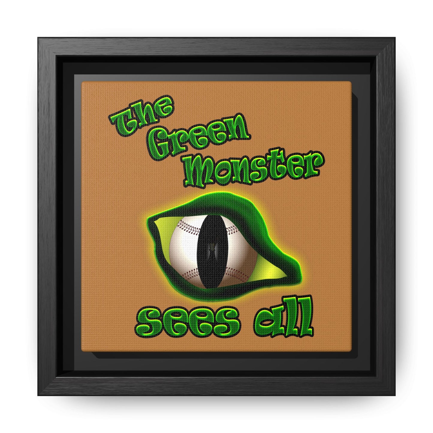 green monster - framed canvas art (light brown)