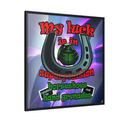 my luck - framed canvas art (grey-pink wave)