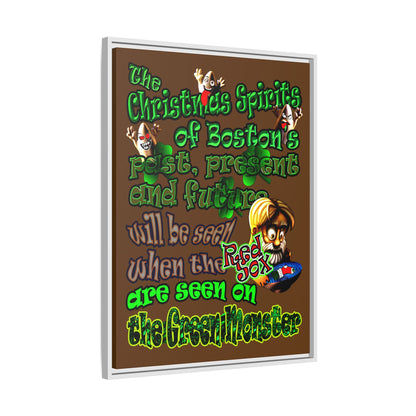 christmas spirits of boston - framed canvas art (brown)