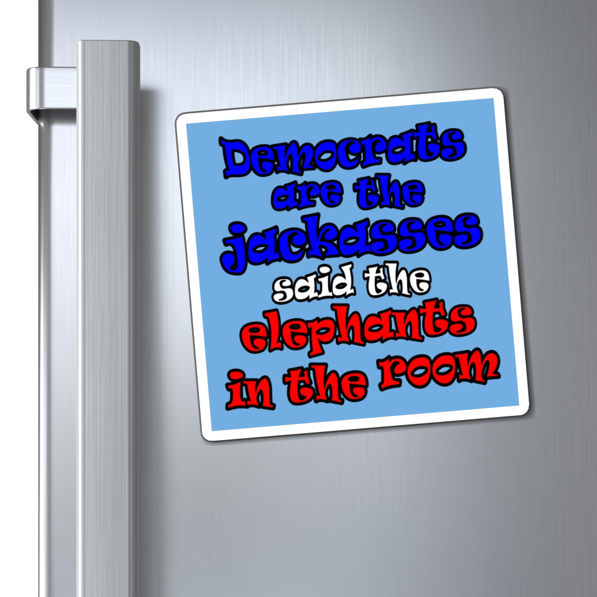 donkeys and elephants - Magnets - (light blue)