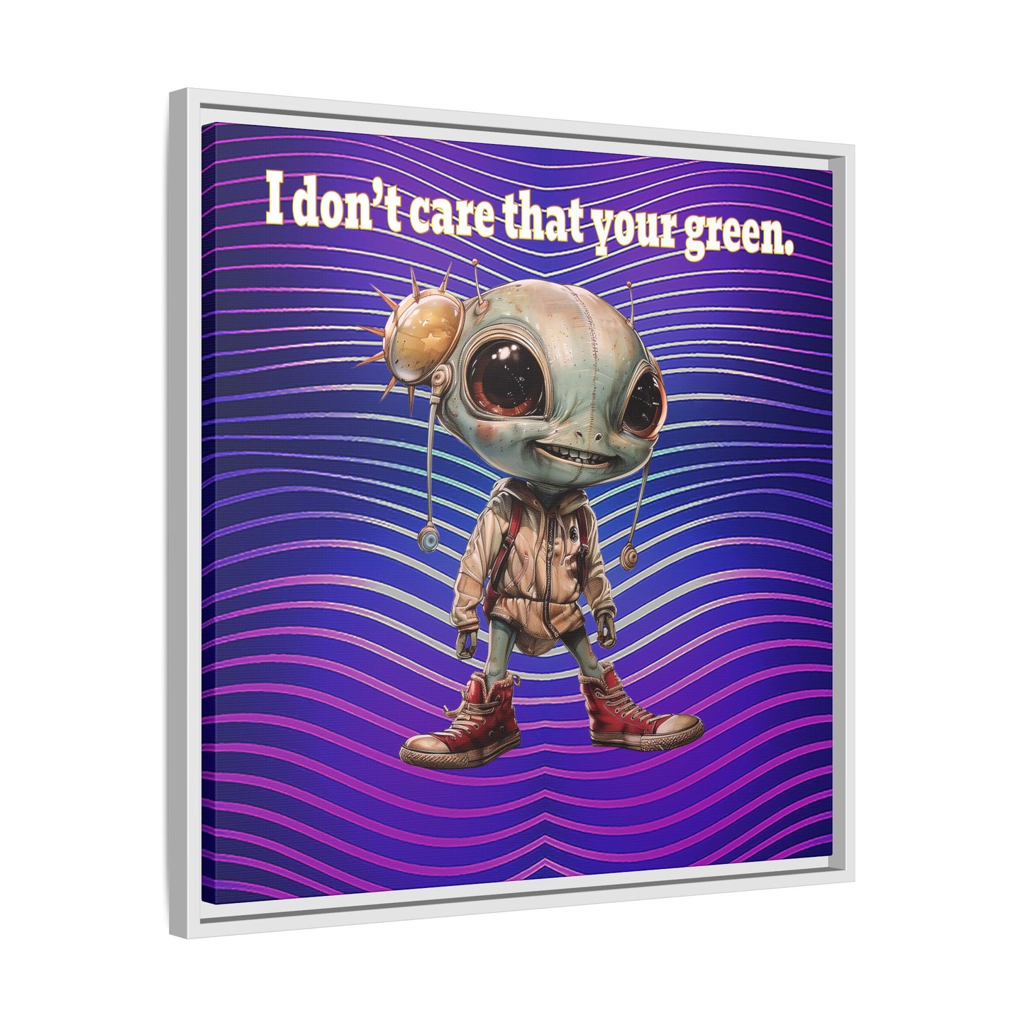 I don't care that your green - framed canvas art (purple wave)