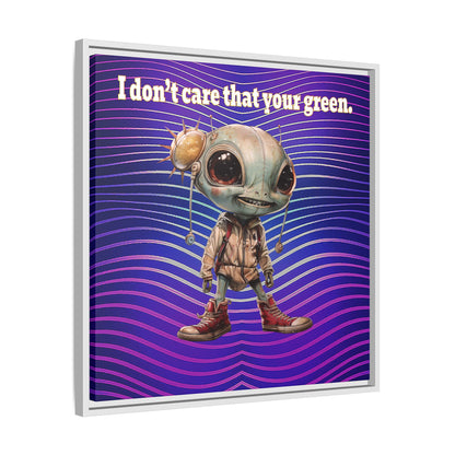 I don't care that your green - framed canvas art (purple wave)
