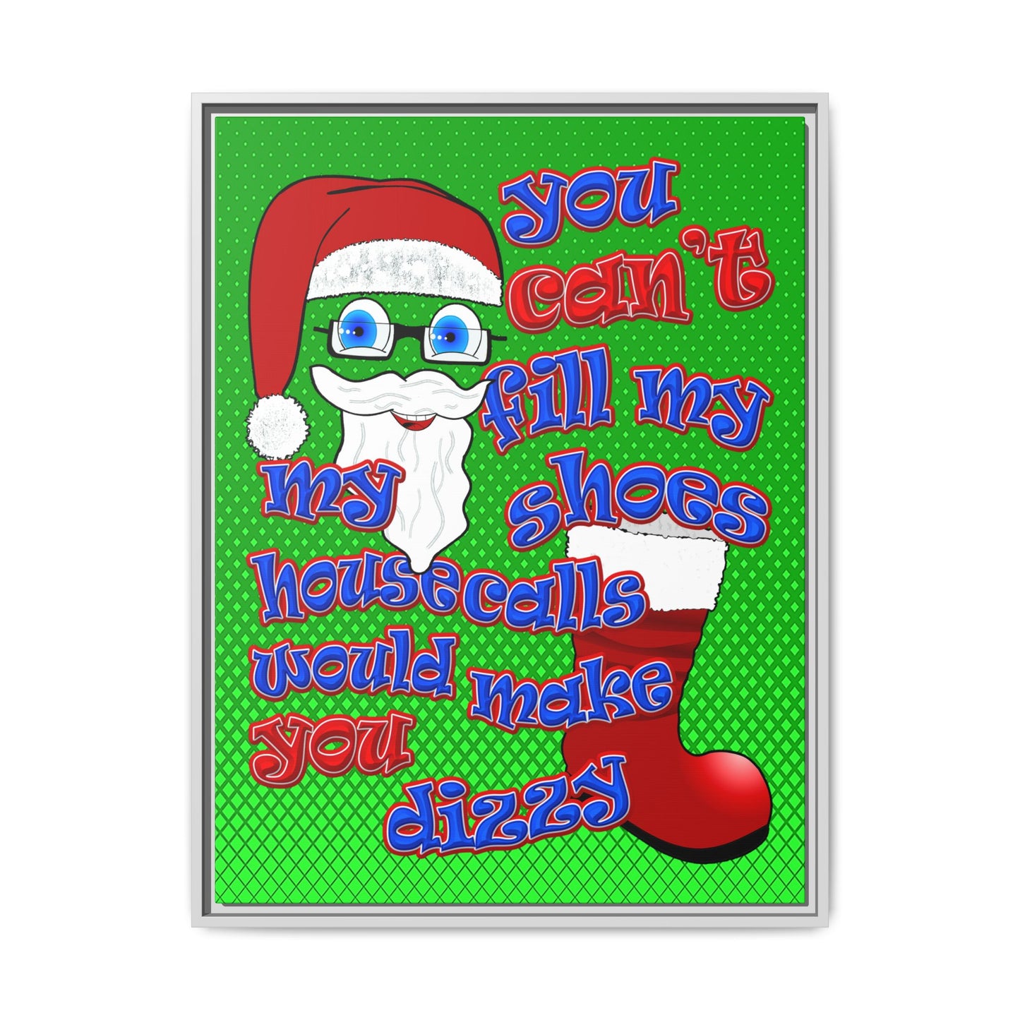 santa's shoes - framed canvas art (logo green)