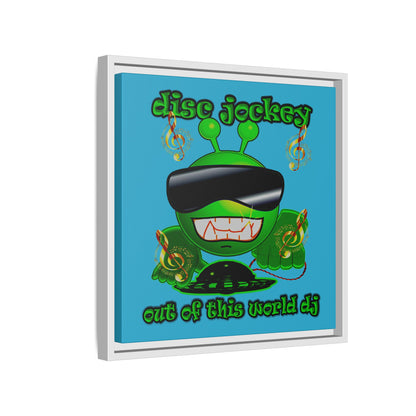disc jockey - framed canvas art (turquoise)