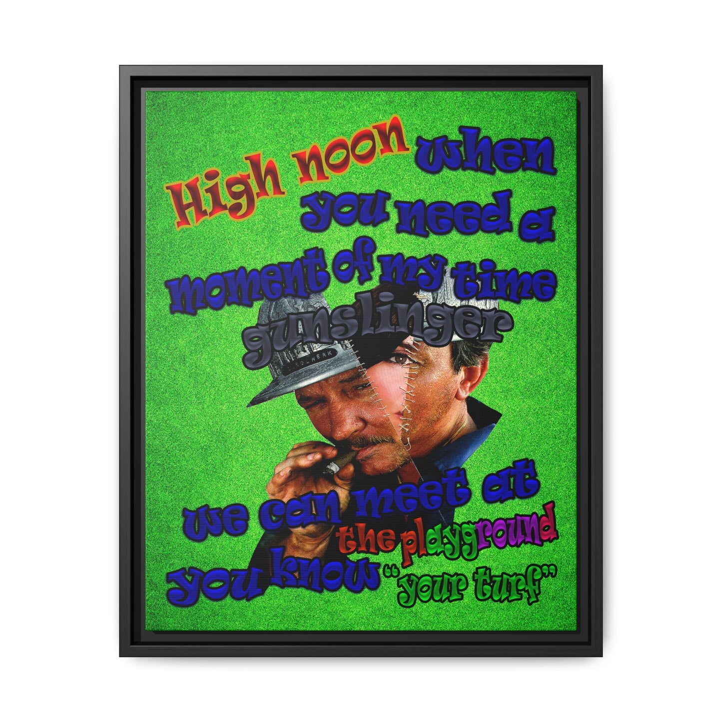 high noon - framed canvas art (green turf)