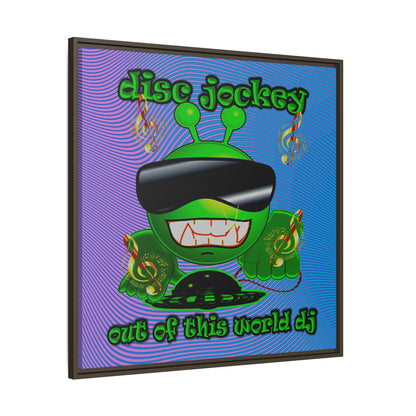 disc jockey - framed canvas art (light blue-purple wave)