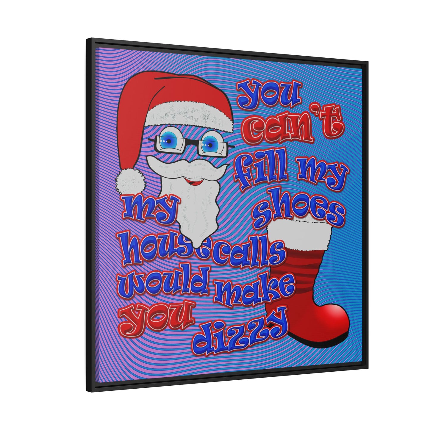 santa's shoes - framed canvas art (light blue-purple wave)