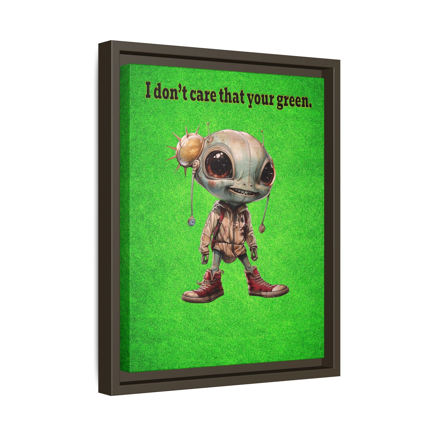 I don't care that your green - framed canvas art (green turf)