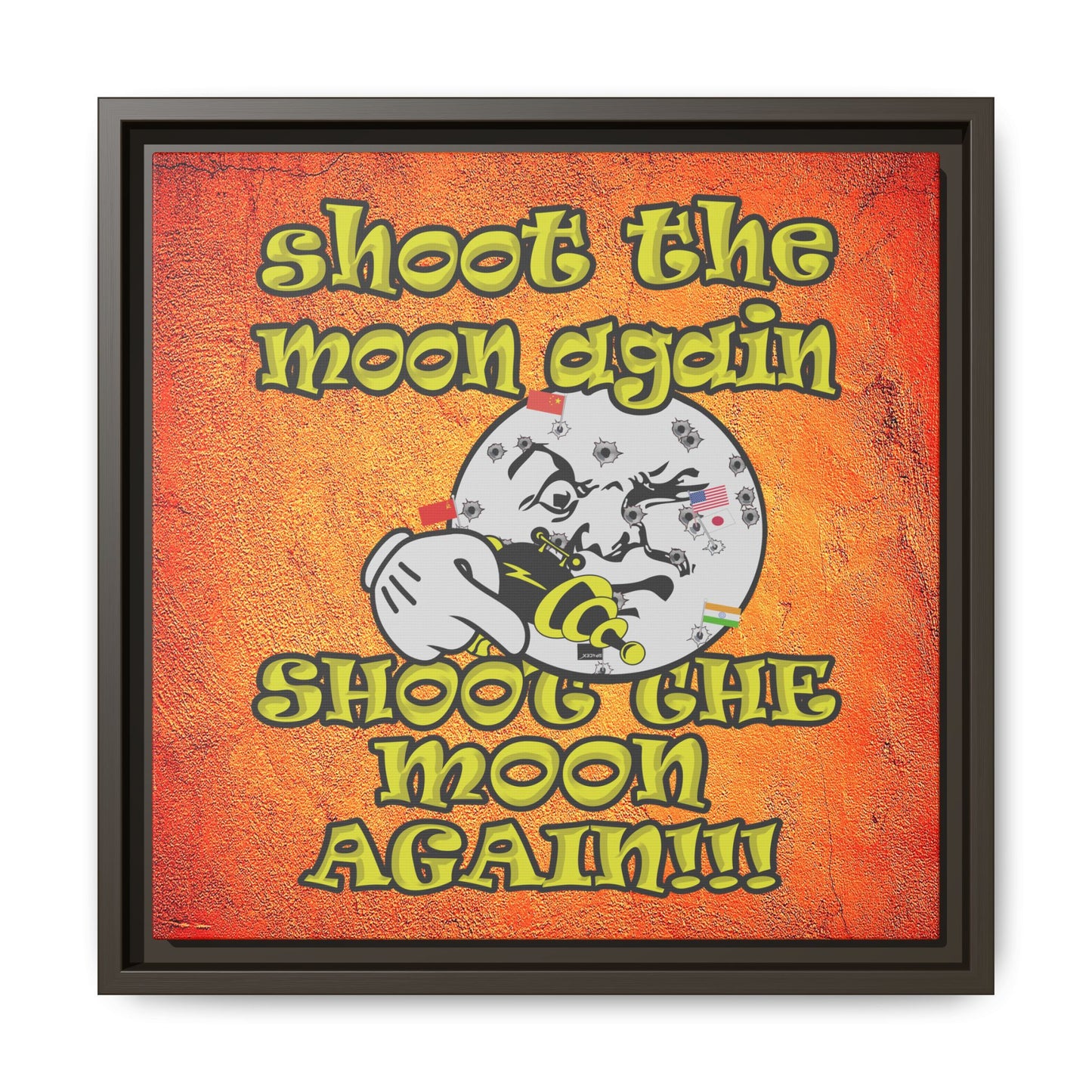 shoot the moon again - framed canvas art (burnt orange)